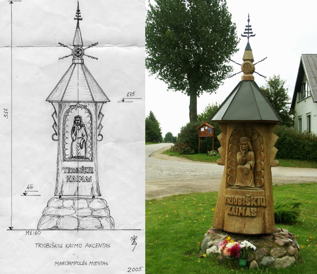 Algimantas-Sakalauskas,Vaidas-Seskevicius,Triobiskio-kaimo-koplytele,-h-2,7m.,azuolas,Lietuva